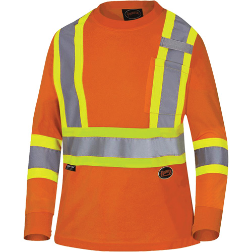 6968 Bird's-Eye Women's Safety T-Shirt, Polyester, X-Small, High Visibility Orange Duraquip Inc