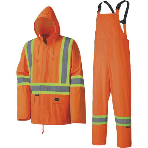 5598 Combinaison de pluie imperm&eacute;able et l&eacute;g&egrave;re, Polyester/PVC, Petit, Orange haute visibilit&eacute; Duraquip Inc