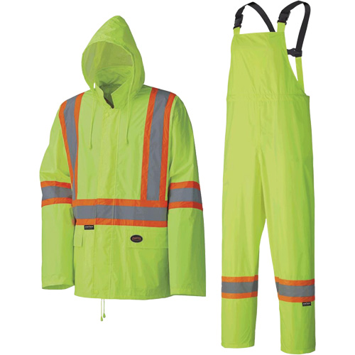 5599 Combinaison de pluie imperm&eacute;able et l&eacute;g&egrave;re, Polyester/PVC, T-petit, Jaune lime haute visibilit&eacute; Duraquip Inc