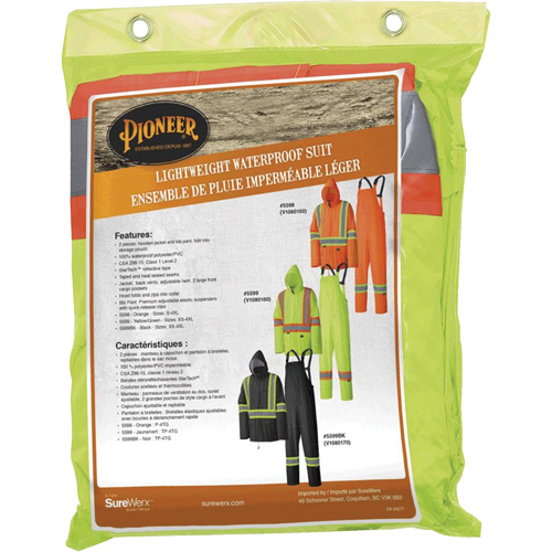 5599 Combinaison de pluie imperm&eacute;able et l&eacute;g&egrave;re, Polyester/PVC, T-petit, Jaune lime haute visibilit&eacute; Duraquip Inc