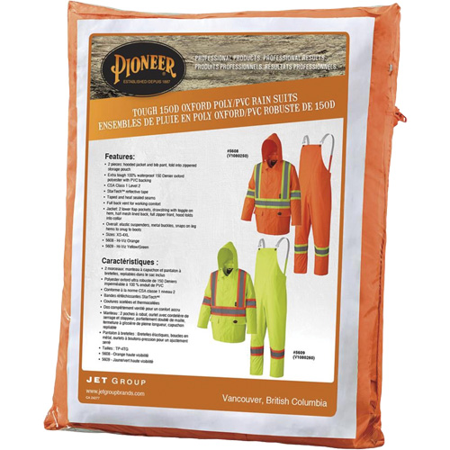 5608 Combinaison de pluie imperm&eacute;able 210D, Polyester/PVC, Petit, Orange haute visibilit&eacute; Duraquip Inc