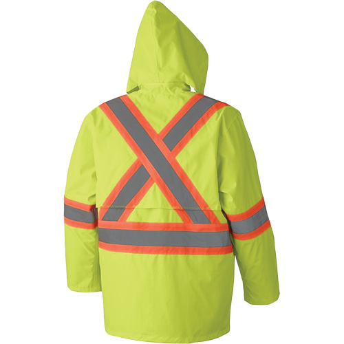 5609 210D Waterproof Rain Suit, Polyester/PVC, X-Small, High Visibility Lime-Yellow Duraquip Inc