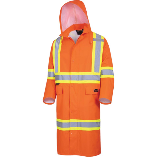 5630 Manteau long imperm&eacute;able The Rock 300D, Polyester, Petit, Orange haute visibilit&eacute; Duraquip Inc