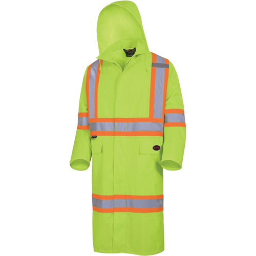5631 The Rock 300D Waterproof Long Coat, Polyester, Small, High Visibility Lime-Yellow Duraquip Inc