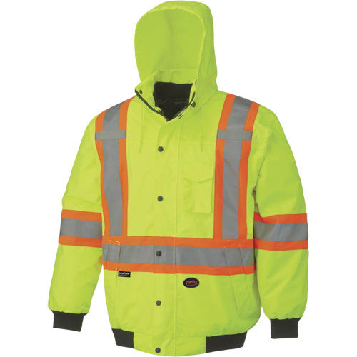 5023 Waterproof 7-in-1 Bomber Jacket, Polyester, High Visibility Lime-Yellow, Small Duraquip Inc