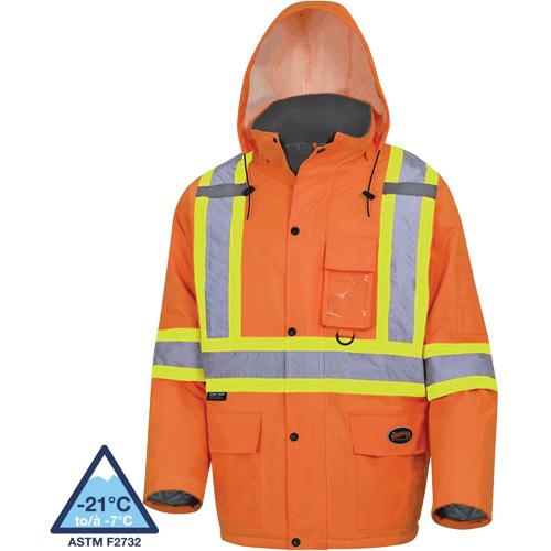 5030 Waterproof Quilted Safety Parka, High Visibility Orange, Small Duraquip Inc