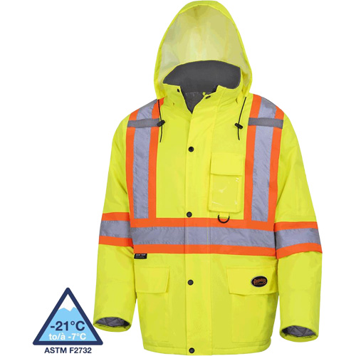 5031 Manteau de s&eacute;curit&eacute; matelass&eacute; imperm&eacute;able, Jaune lime haute visibilit&eacute;, Petit Duraquip Inc
