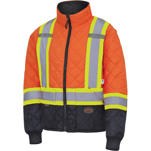 5015 Manteau matelass&eacute; pour cong&eacute;lateur, Polyester, Noir/Orange haute visibilit&eacute;, T-petit Duraquip Inc