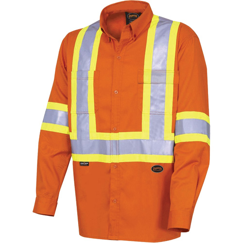 4441 Ultra-Cool Long-Sleeved Safety Shirt, Cotton, Small, High Visibility Orange Duraquip Inc