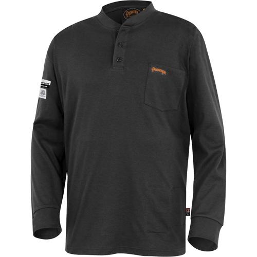 332 FR Interlock Henley Shirt, Small, Black Duraquip Inc