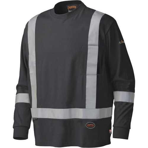 340SFA Flame-Resistant Long-Sleeved Safety Shirt, Small, Black Duraquip Inc