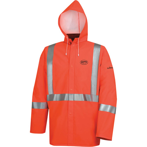 576J High-Visibility FR Rain Jacket, Small, High Visibility Orange Duraquip Inc
