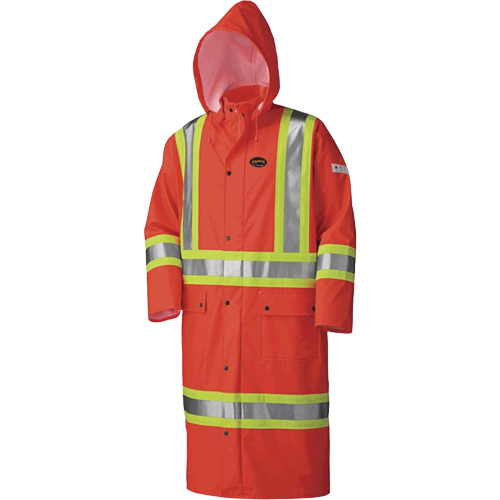 5896 Flame Resistant Waterproof Long Coat, Small, High Visibility Orange Duraquip Inc