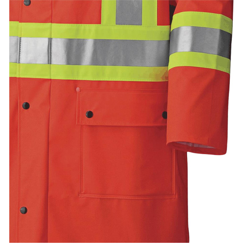 5896 Flame Resistant Waterproof Long Coat, Small, High Visibility Orange Duraquip Inc