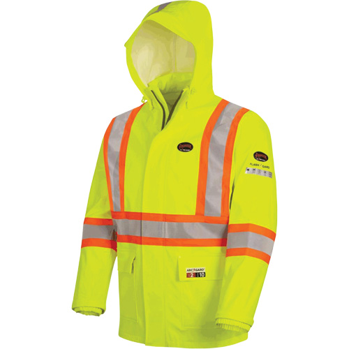 5881 Manteau de pluie ignifuge et protection contre les &eacute;clats d'arc &eacute;lectrique, T-petit, Jaune haute visibilit&eacute;, 10 cal/cm² Duraquip Inc