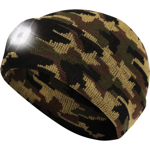 5677 Tuque en tricot avec lampe frontale &agrave; DEL, Doublure en Molleton, Taille unique, Camo Duraquip Inc