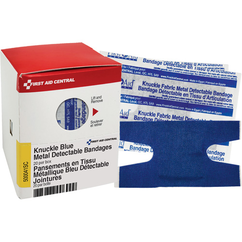 Knuckle Blue Detectable Bandages, Knuckle, Fabric Metal Detectable, Sterile Duraquip Inc