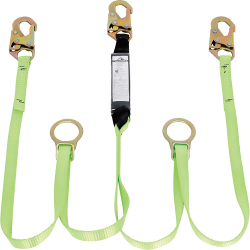 SA-54055-6 Shock Absorbing Lanyard, 6', Snap Hook Center, Snap Hook Leg Ends, Polyester Duraquip Inc