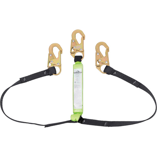 SA-64000-6 Shock Absorbing Lanyard, 6', Snap Hook Center, Snap Hook Leg Ends, Polyester Duraquip Inc