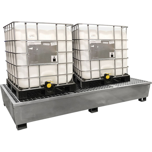 Steel Ultra-Twin IBC Spill Pallet&reg;, 370 US gal. Spill Capacity, 103.8" x 26.8" x 51.1" Duraquip Inc