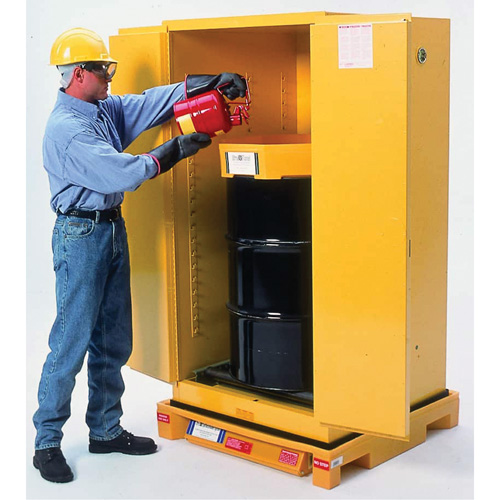 Single Drum Ultra-Safety Cabinet Bladder System, 37,8" lo x 37,8" la x 6,3" h, Capacit&eacute; de charge 1500 lb Duraquip Inc