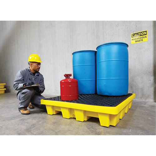4-Drum Nestable Ultra-Spill Pallet&reg;, 66 US gal. Spill Capacity, 51" x 51" x 10" Duraquip Inc