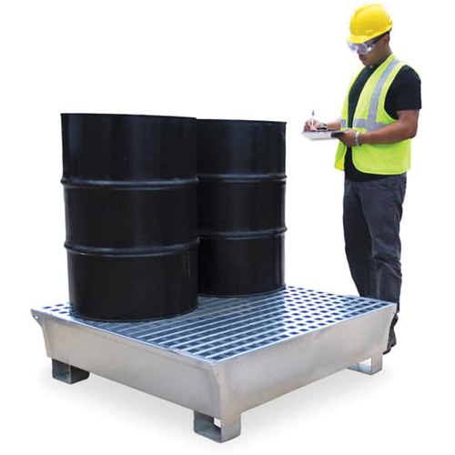Ultra-Spill Pallet en acier, 4 barils, Capacit&eacute; de d&eacute;versement 68 gal. US, 49,1" x 47,1" x 10,9" Duraquip Inc