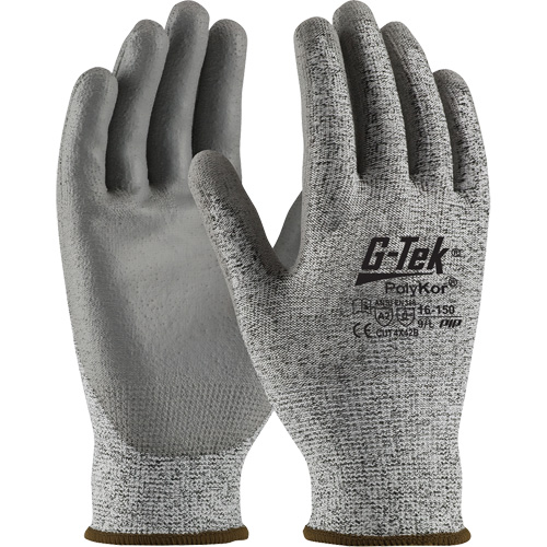 Gants r&eacute;sistants aux coupures G-Tek en tricot sans couture, Taille T-petit, Calibre 13, Rev&ecirc;tement Polyur&eacute;thane, Enveloppe en PolyKor, ASTM ANSI niveau A2/EN 388 niveau B Duraquip Inc