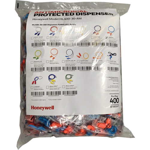 Recharge de bouchons doreille Max-30 pour le distributeur HL400, Vrac - Sac en poly, Avec cordon Duraquip Inc
