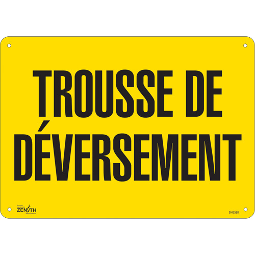 Enseigne  Trousse de d&eacute;versement , 10" x 14", Plastique, Français Duraquip Inc