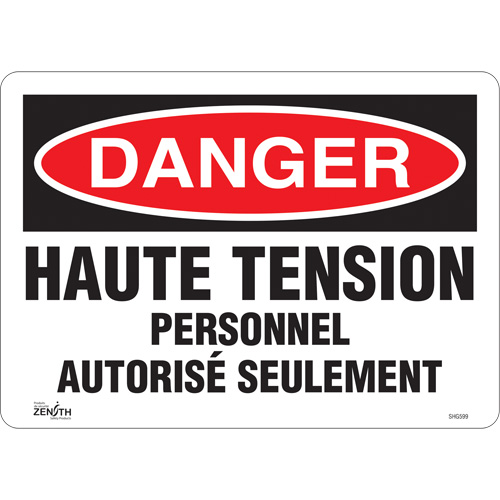 Enseigne  Haute tension , 10" x 14", Vinyle, Français Duraquip Inc