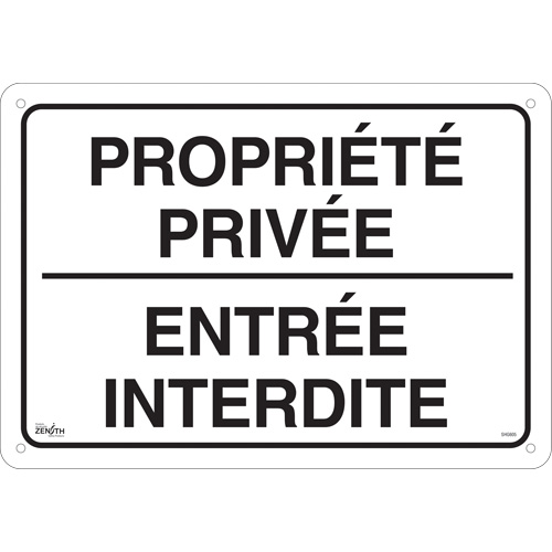 Enseigne  Propri&eacute;t&eacute; priv&eacute;e , 14" x 20", Aluminium, Français Duraquip Inc