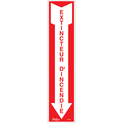 Enseigne  Extincteur d'incendie , 4" x 18", Vinyle, Français avec pictogramme Duraquip Inc