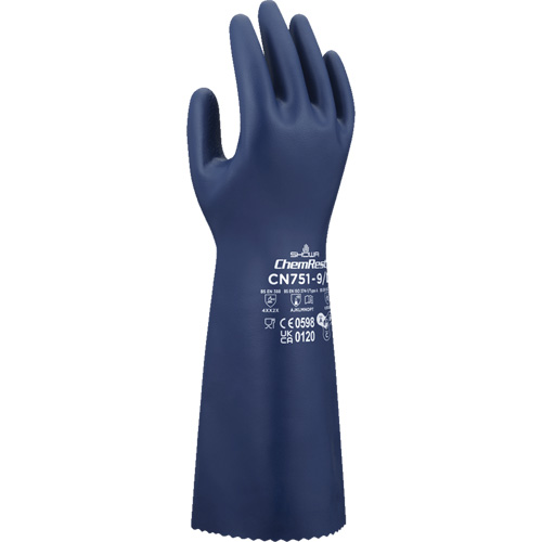 Gants r&eacute;sistants aux produits chimiques CN751, Taille Petit/7, 15" lo, Nitrile, 18 mils Duraquip Inc