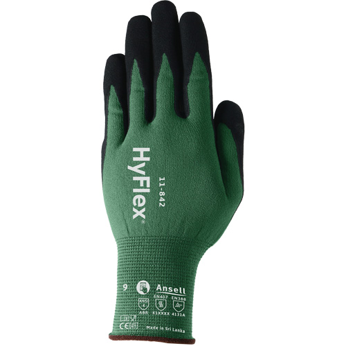 Gants polyvalents &eacute;coresponsables HyFlex 11-842, 5, R&ecirc;vetement Mousse de nitrile, Calibre 15, Enveloppe en Nylon Duraquip Inc