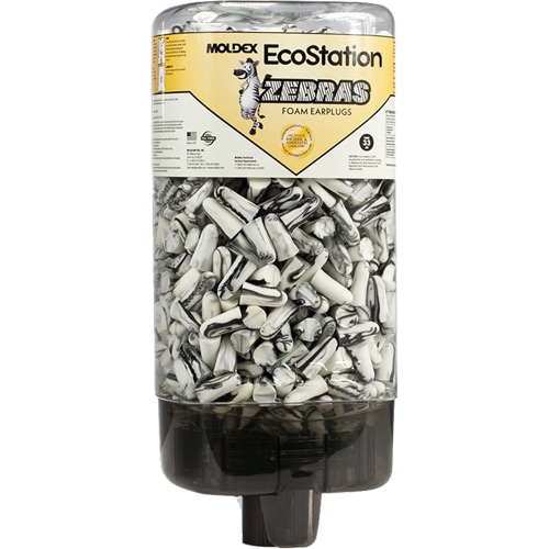 Distributeur de bouchons d'oreilles EcoStation avec des bouchons d'oreilles Zebras Duraquip Inc