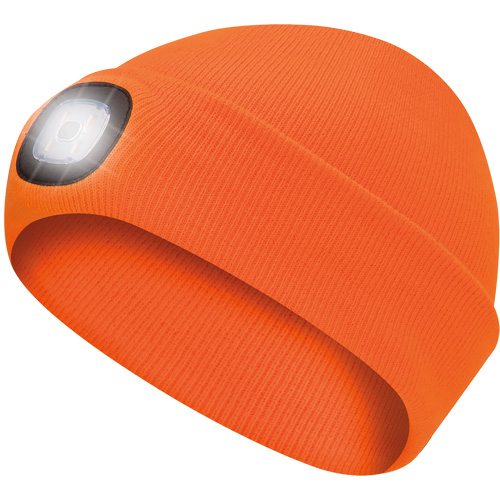5675 Knit Toque with LED Headlight, Fleece Lining, One Size, High Visibility Orange Duraquip Inc