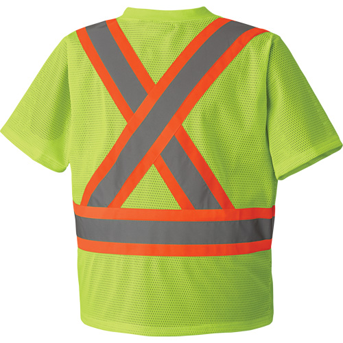 5993P Mesh Safety T-Shirt, Polyester, Small, High Visibility Lime-Yellow Duraquip Inc