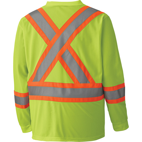 6985 Traffic Micro Mesh Long-Sleeved Safety Shirt, Small, High Visibility Lime-Yellow Duraquip Inc