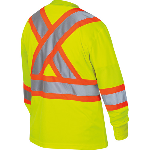 6969 Women's Bird's-Eye Long-Sleeved Safety Shirt, Polyester, X-Small, High Visibility Lime-Yellow Duraquip Inc