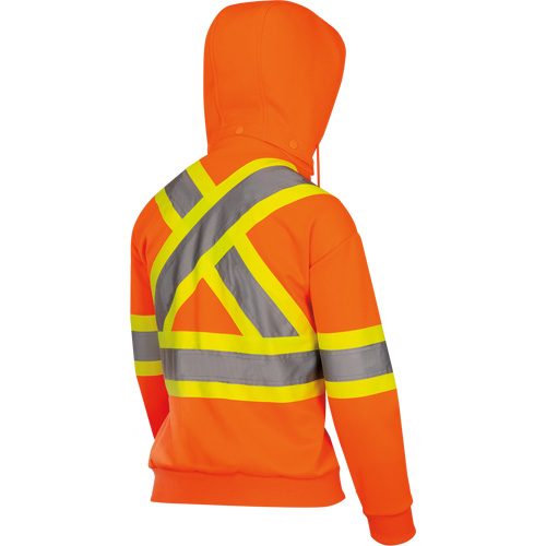 6924W Women's Fleece Hoodie with Zipper, Polyester, X-Small, High Visibility Orange Duraquip Inc