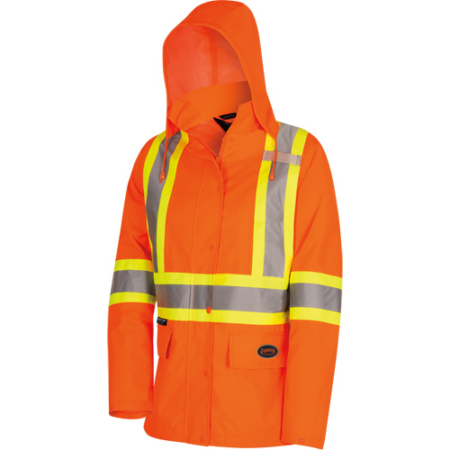 5626W Parka matelass&eacute; de s&eacute;curit&eacute; 300D The Rock, Polyester/Polyur&eacute;thane, Orange haute visibilit&eacute;, T-petit Duraquip Inc