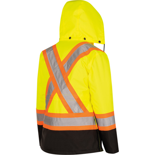5021BBW Manteau 7 en 1 imperm&eacute;able pour femmes avec capuchon, Polyester/Polyur&eacute;thane, Jaune lime haute visibilit&eacute;, T-petit Duraquip Inc