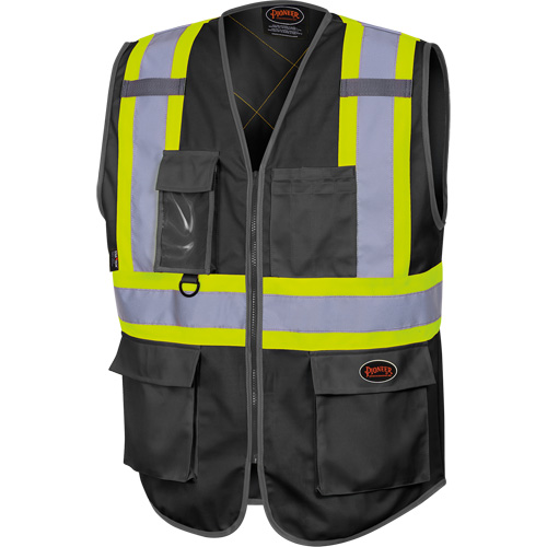 6959BK Veste de s&eacute;curit&eacute; haute visibilit&eacute; en tricot chaîne avec fermeture &agrave; glissi&egrave;re, Noir, T-petit, Polyester Duraquip Inc