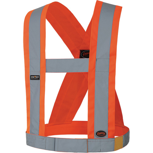 5491 Bretelles ajustables de s&eacute;curit&eacute; haute visibilit&eacute; de 4" de largeur, R&eacute;pond ou surpasse la norme CSA Z96 classe 2 - niveau 2, Orange haute visibilit&eacute;, Couleur r&eacute;fl&eacute;chissante Argent, Taille unique Duraquip Inc