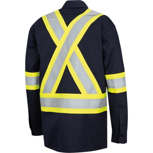 7742SF FR-TECH&reg; High-Visibility 88/12 Arc-Rated Safety Shirt, Small, Navy Blue Duraquip Inc