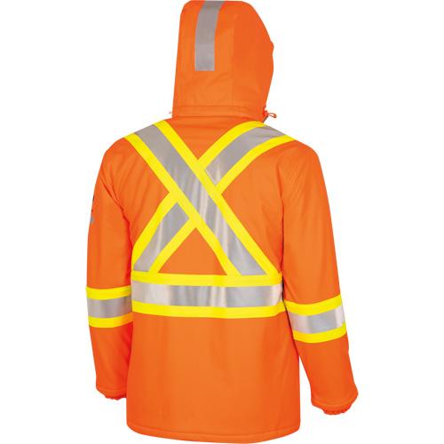 5884 Flash-Gard&reg; FR/Arc-Rated Waterproof Jacket with Hood, Small, High Visibility Orange, 51 cal/cm² Duraquip Inc