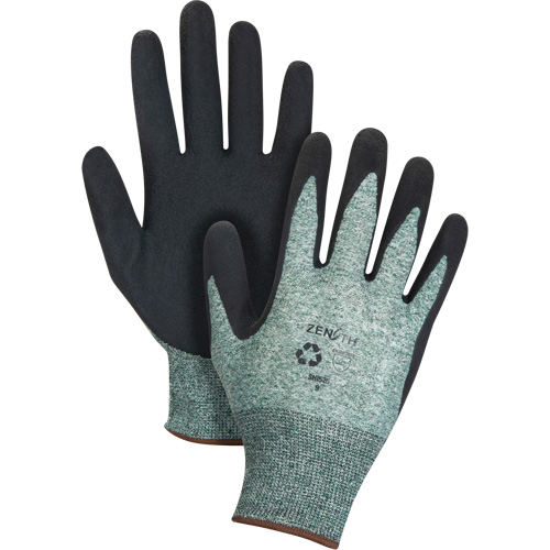 Gants &eacute;cologiques enduits &agrave; prise cr&ecirc;p&eacute;e, 10, R&ecirc;vetement Mousse de latex, Calibre 15, Enveloppe en Nylon/rPET Duraquip Inc