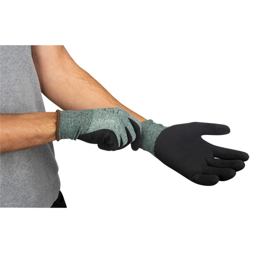 Gants &eacute;cologiques enduits &agrave; prise cr&ecirc;p&eacute;e, 10, R&ecirc;vetement Mousse de latex, Calibre 15, Enveloppe en Nylon/rPET Duraquip Inc