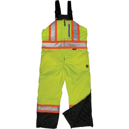 Ripstop Insulated Safety Bib Overall, Polyester, X-Small, High Visibility Lime-Yellow Duraquip Inc